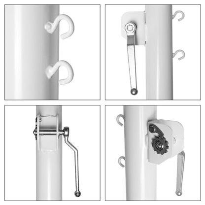 Aoneky Permanent Adjustable Volleyball Post System - Complete Set with 2 Steel Poles & Ground Sleeves, 6 Height Settings for Badminton & Volleyball, Includes Winch for In-Ground Install - color: White, style: Round