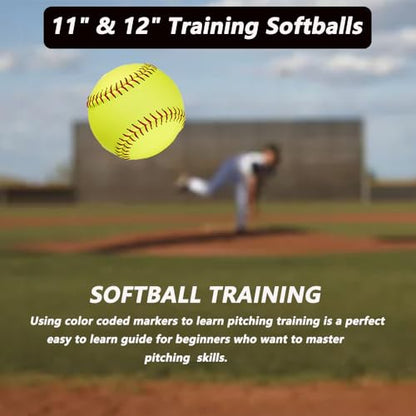 LOOEEL 11" & 12" Training Softballs,Official Size and Weight Practice Softball,Leather Covered Fast Pitch Practice & Training Balls for Ball Sports Softballs for Games.-Yellow