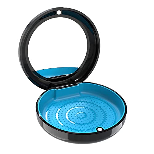 Retainer Case with Mirror, Orthodontic Dental Case for Braces, Mouth Guard, Dentures, Teeth Aligner, Night Guard Container Storage Holder Black