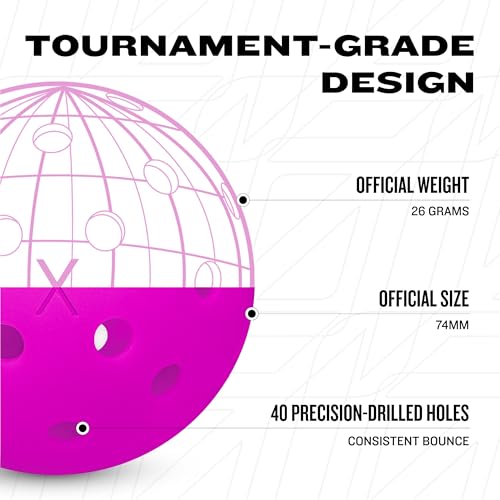 Franklin Sports X-40 Outdoor Pickleballs - Official Ball of USA Pickleball, APP Tour + US Open - Regulation Size