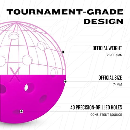 Franklin Sports X-40 Outdoor Pickleballs - Official Ball of USA Pickleball, APP Tour + US Open - Regulation Size