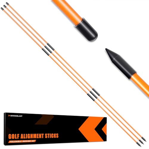 Professional 2 or 3 or 4 Pack Collapsible Golf Alignment Sticks, Premium 40" Alignment Golf Stick Ideal for Aiming, Putting and Swing Practice - color: 3 Pack Orange