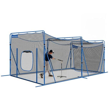 20ftx10ftx8ft Baseball Softball Cage with Hitting Net,Dual Sided 7-Ply Netting for Batting/Pitching/Fielding,Heavy-Duty Metal Frame and Windproof Ropes for Backyard Outdoor Indoor