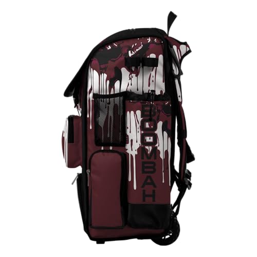 Boombah Superpack Hybrid Rolling Bat Bag - Wheeled & Backpack Version - Graffiti Drip - Multiple Color Options - color: Black/Maroon/White