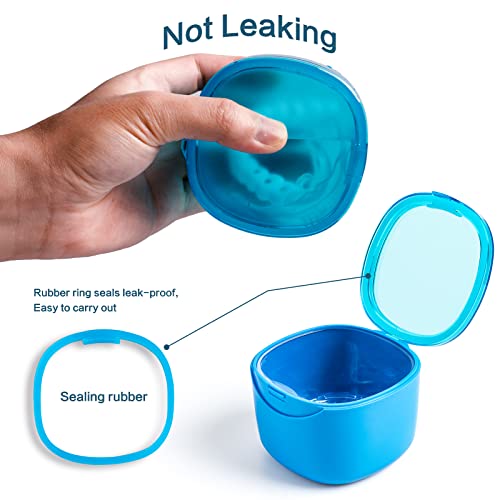 Denture Bath Case, Retainer Cleaning Box,No-Leak Denture Case, Mouth Guard, Night Guard and Retainer (blue) - color: Blue
