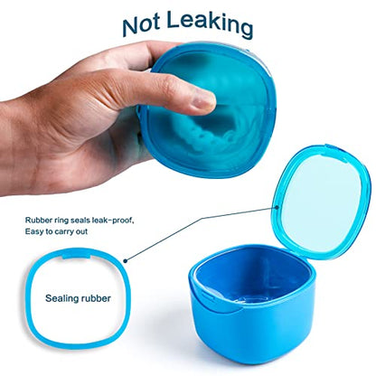 Denture Bath Case, Retainer Cleaning Box,No-Leak Denture Case, Mouth Guard, Night Guard and Retainer (blue) - color: Blue