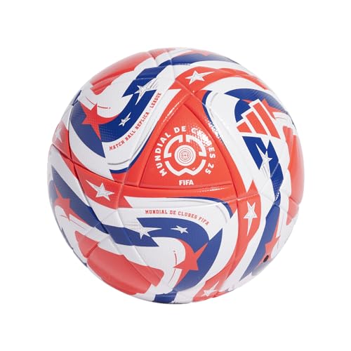 adidas FIFA Club World Cup Club Ball - Inspired Design, Durable Construction, Official Tournament Logo - color: White/Lucid Red/Power Blue/Silver/League, size: 5