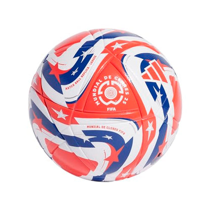 adidas FIFA Club World Cup Club Ball - Inspired Design, Durable Construction, Official Tournament Logo - color: White/Lucid Red/Power Blue/Silver/League, size: 5