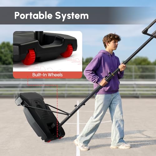 PEXMOR 5.05-8.53FT Portable Basketball Hoop, Adjustable to Any Height Easily, 33" Backboard for Kids & Youth, with Fillable Base & Wheels, Basketball Goal for Outdoor, Indoor, Backyard, Driveway