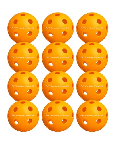 Warping Point Pickleball Balls | 26 Holes, 40 Holes | 4 Pack, 12 Pack | Meet USAPA Specifications | High Bounce Durable Practice Pickle Ball for Beginner & Intermediates | Orange, Blue, Yellow, Green - size: 12 pack