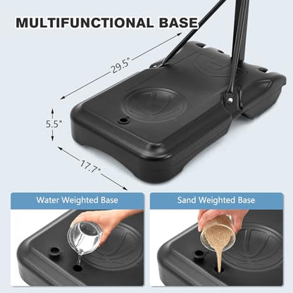 32“x23” Pool Basketball Hoop, 3.1FT-4.1FT Height Adjustable Poolside Basketball Hoop,Include Air Pump,Basketball, Made for Teens, Adults, Black - color: Black, size: 3.1-4.1FT