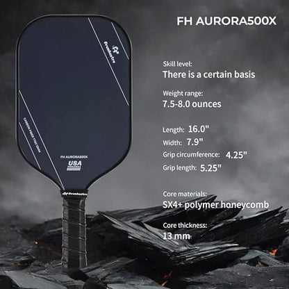 FH-500 T700 Pickleball Racket, 14MM Thick Two-Handed Offensive Pickleball Racket, Speed and Control - color: black
