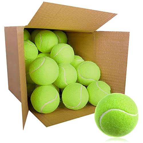 GKK 27 Pack Tennis Balls,Training Tennis Ball Pressure-Less Practising Bulk Tennis Balls for Youth/Beginners/Pet Dogs High Altitude Playing Balls - color: yellow