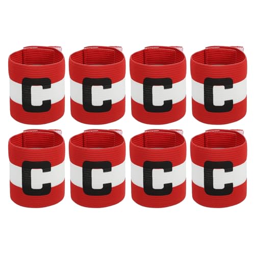 MECCANIXITY Soccer Captain Armband, Captain Arm Bands for Soccer Elastic Captain C Arm Band Sports Captain Armbands for Football Team Training Youth & Adult - color: Red/White