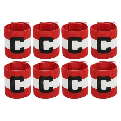 MECCANIXITY Soccer Captain Armband, Captain Arm Bands for Soccer Elastic Captain C Arm Band Sports Captain Armbands for Football Team Training Youth & Adult - color: Red/White