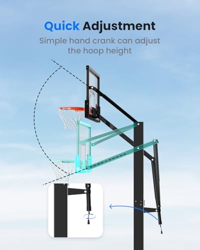 IGL In Ground Basketball Hoops Outdoor, 52-60 Inch Inground Basketball Hoop, 10ft Height Adjustable In Ground Basketball Goal with Shatterproof Backboard & 18 Inch Pro-Style Breakaway Rim - size: 60 in Square