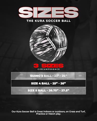 Kura Soccer Ball – Professional Training Soccer Ball for Grass Fields – Durable TPU Machine Stitched Soccer Balls – Sizes 3, 4 & 5 – Outdoor Practice & Match Play - size: 5, style: Black/White