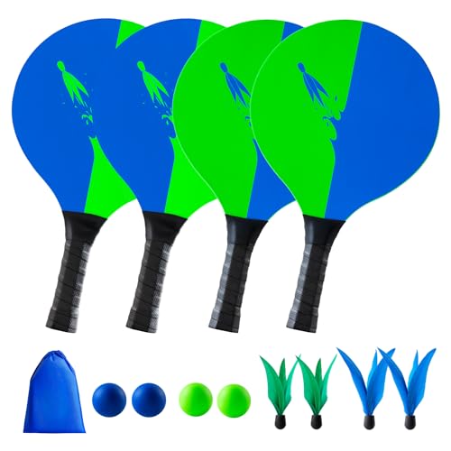 U&C Planet Beach Paddle Ball Set, Badminton Rackets, Family Game for Kids and Adults, Indoor Outdoor Game Backyard Park Camping Yard for Boys, Girls All Ages - color: Blue (Age:7+)