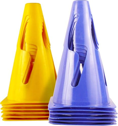 GSi Hurdle Training Cones | Multi Pack Sets | Dual Purpose Agility Cones with Holes | Ideal for Soccer, Kids, Dog, and Sports Training - style: 9" with Slit - 12 Pack