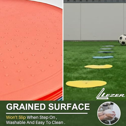 LEZER 9 Inch Flat Cones, Spot Markers, Soccer Cones, Field Court Markers, Sit Spots, Flat Discs, Soccer Training Equipment, Agility Practice, Football, Made in Taiwan - style: 9 inch with 36 pcs