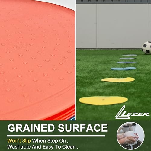 LEZER 9 Inch Flat Cones, Spot Markers, Soccer Cones, Field Court Markers, Sit Spots, Flat Discs, Soccer Training Equipment, Agility Practice, Football, Made in Taiwan