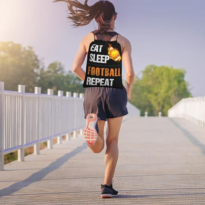 Football Drawstring Bags, Outdoor Sport Sackpack Cinch String Bag, Eat Sleep Football Repeat Drawstring Backpack, Waterproof Gym Drawstring Bags, Football Player Gift for Men & Women - color: Eat Sleep Football Repeat