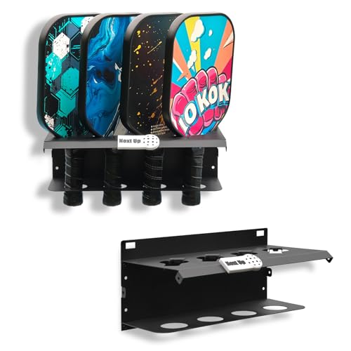 Pickleball Paddle Rack, 4/8/12-Paddle Holder, with Label to Track Next Up Players, Multiple Racks are Spliced to Achieve Expansion, Fence or Wall Mount, Steel, Black - color: BLACK - 1 SET