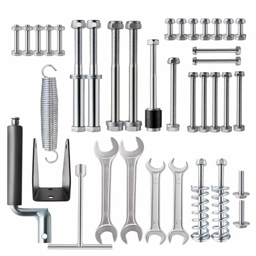 Basketball Hoop Hardware Kit for Asbest LX-020L-1/2 Easy Assembly & Maintenance - Screws, Springs, Hexagonsocket Wrench, Crank, Triangular Block, Wrenches