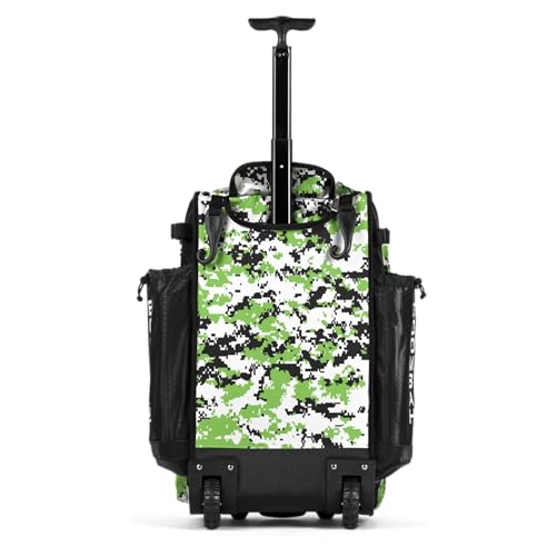 Boombah Rolling Catchers Superpack Baseball/Softball Gear Bag Digital Camo - 23-1/2" x 13-1/2" x 9-1/2" - Multiple Colors - Telescopic Handle and Holds 4 Bats - Wheeled Version - color: Black/Lime Green