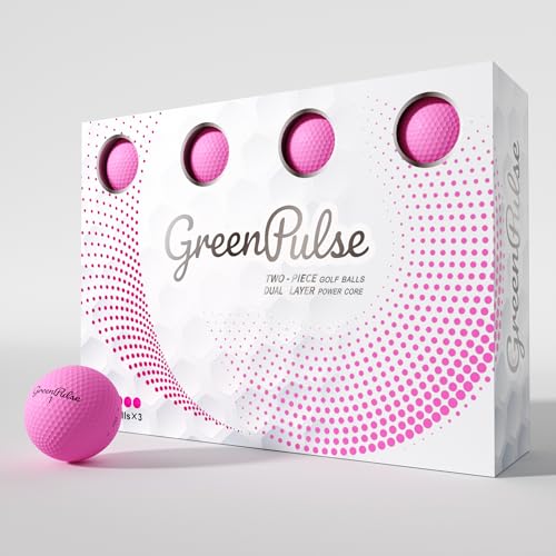 GREENPULSE Drive+ Distance Golf Balls – 2-Piece, Soft Feel with Low Spin Design for Maximum Distance - color: Pink, size: 12 Pack