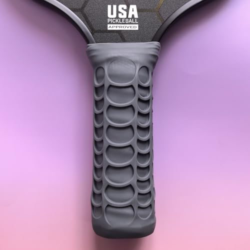 Silicone Pickleball Paddle Grip Cover | Non-Slip Shock Absorbing Handle Sleeve | Anti-Twist Internal Texture with Easy-Install Strips for Enhanced Control & Sweat Resistance - color: Grey