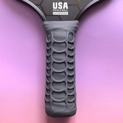Silicone Pickleball Paddle Grip Cover | Non-Slip Shock Absorbing Handle Sleeve | Anti-Twist Internal Texture with Easy-Install Strips for Enhanced Control & Sweat Resistance - color: Grey
