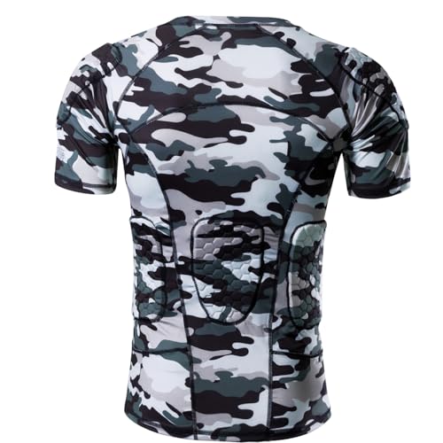 Eicolorte Men Padded Proctective Shirt Pads Chest Rib Protector Padded Football Shirt Protective Gear