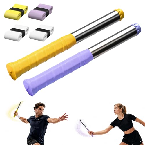Upgraded Adjustable Intensity Badminton Swing Trainer, 11.8" Swing Trainer Sound Feedback for Smash Technique for Wrist Arm Strength Training Fitness Professional Players - color: Combination-2Pcs