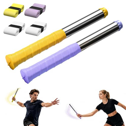 Upgraded Adjustable Intensity Badminton Swing Trainer, 11.8" Swing Trainer Sound Feedback for Smash Technique for Wrist Arm Strength Training Fitness Professional Players - color: Combination-2Pcs