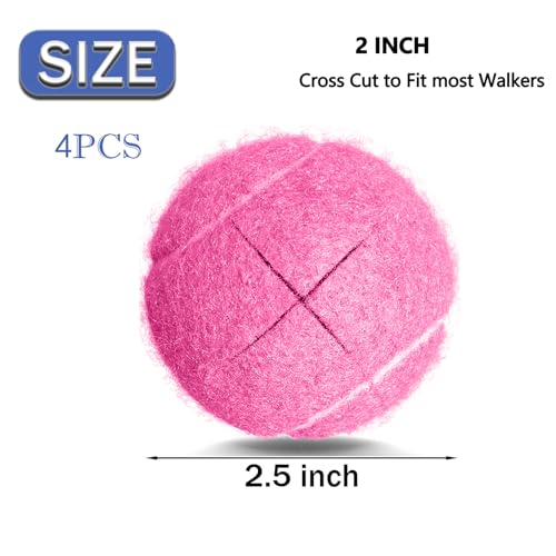 Tennis Balls for Walkers, Pre Cut Walker Glide Balls for Chairs, Desks, Furniture Legs and Floor Protection, Heavy Duty Long Lasting Felt Pad Glide Coverings - color: Pink-4PCS
