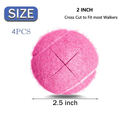 Tennis Balls for Walkers, Pre Cut Walker Glide Balls for Chairs, Desks, Furniture Legs and Floor Protection, Heavy Duty Long Lasting Felt Pad Glide Coverings - color: Pink-4PCS