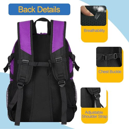 DAFISKY Basketball Backpack, Basketball Bag with Ball Holder Shoes Compartment, Sports Equipment Bag for Soccer Ball, Volleyball - color: purple