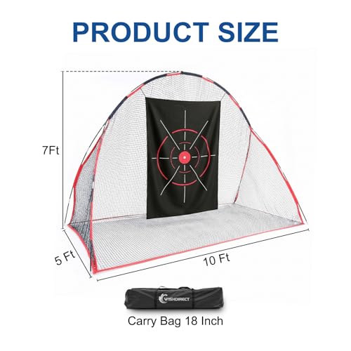 Golf Net, 10 X 7 Ft Foldable Golf Practice Net with Side Barrier and Carrying Bag for Home Backyard Garage Practising Training Driving Chipping Swing - size: Golf Net + Target