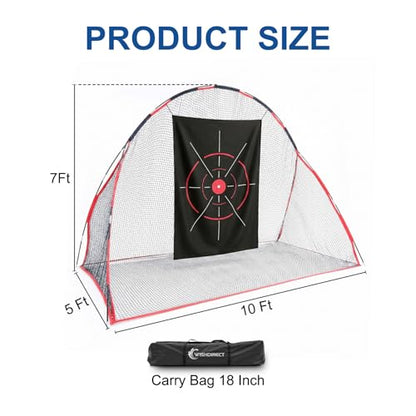 Golf Net, 10 X 7 Ft Foldable Golf Practice Net with Side Barrier and Carrying Bag for Home Backyard Garage Practising Training Driving Chipping Swing - size: Golf Net + Target