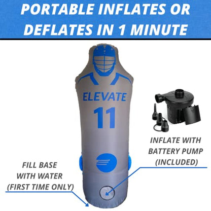 Elevate Inflatable Defender Dummy w/Air Pump - Great Sports Training Aid for Lacrosse, Soccer, Basketball, Field Hockey, Punching Bag. Highly Portable and Fun. - style: 11th Man Defender Pro