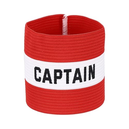 Captain Armband Soccer Captain Arm Bands Elastic Adjustable Leader Armbands Team Sport Rugby Player Band for Football - color: Red/White, size: 5.1x3.4 Inch