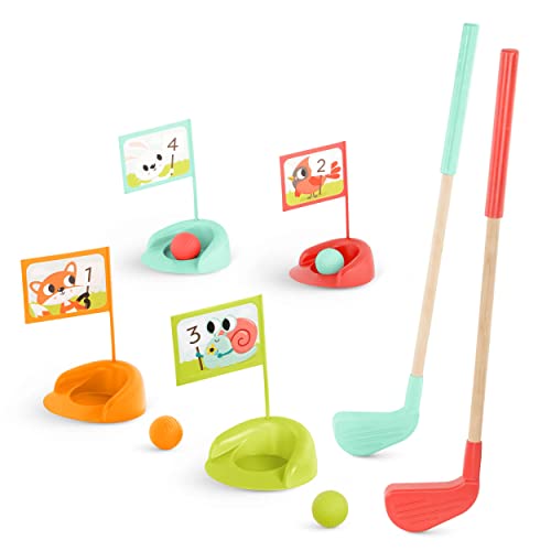 B. toys – Wooden Golf Set for Toddlers with Storage Bag – Sports & Outdoors Pretend Play Toy – 15 Pieces Set – 3+ Years - style: Wooden Golf Set