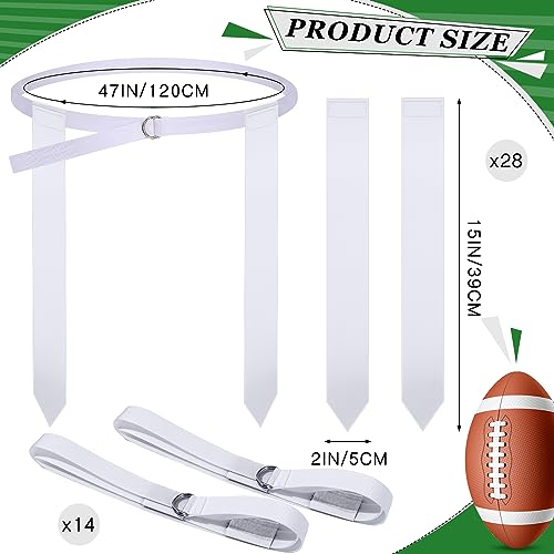 Sintege 14/28 Player Flag Football Belt Set, Adjustable Football Flag and Belts Gifts for Youth Adults Sports Training Event - color: White