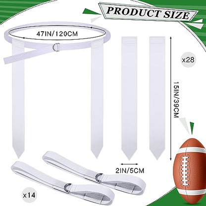 Sintege 14/28 Player Flag Football Belt Set, Adjustable Football Flag and Belts Gifts for Youth Adults Sports Training Event - color: White