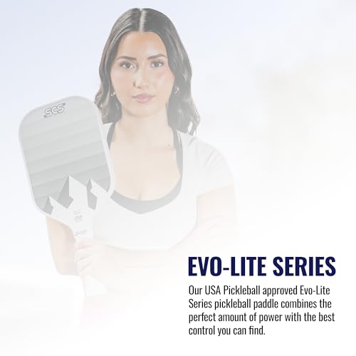 SCS Carbon Fiber Pickleball Paddle – USAPA Approved 2024 – Lightweight, Enhanced Spin, Sure-Grip Handle – Evo-Lite Series for Intermediate Players - color: Glacier