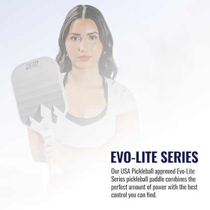 SCS Carbon Fiber Pickleball Paddle – USAPA Approved 2024 – Lightweight, Enhanced Spin, Sure-Grip Handle – Evo-Lite Series for Intermediate Players - color: Glacier