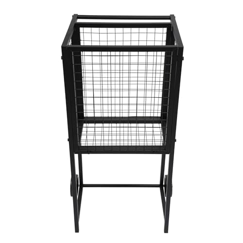Tennis Cart Metal Pickleball Cart Large Tennis Ball Cart with Wheels Heavy-Duty Pickleball Hopper with Handle for Tennis Ball Pickleball Baseball Capacity 30lbs