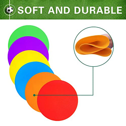 Poly Spot Markers 4 inch/9 inch Non-Slip Rubber Agility Training Markers Floor Dots Flat Field Cones for Football, Soccer, Basketball, School Exercise Drills, Dance Practice - style: 9 inch 24 Pcs (TPE)