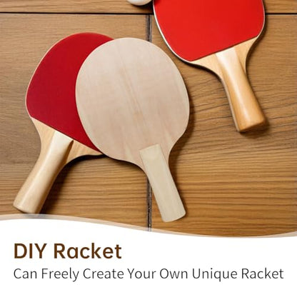 2 Pair DIY Wooden Ping Pong Paddles, Blanks Unfinished Wooden Table Tennis Racket for Painting Unique Pong Paddle Experience